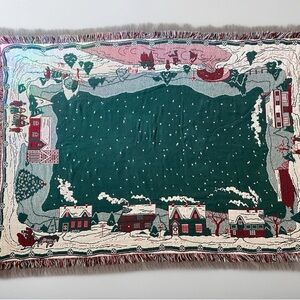 Vintage Christmas lap blanket fringe